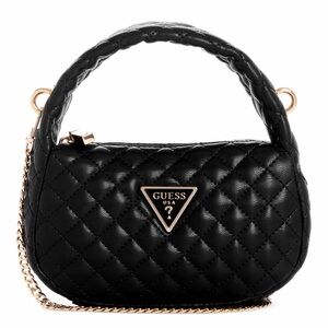GUESS Black Quilted Mini Top-Handle Bag with Gold Accents, NWT